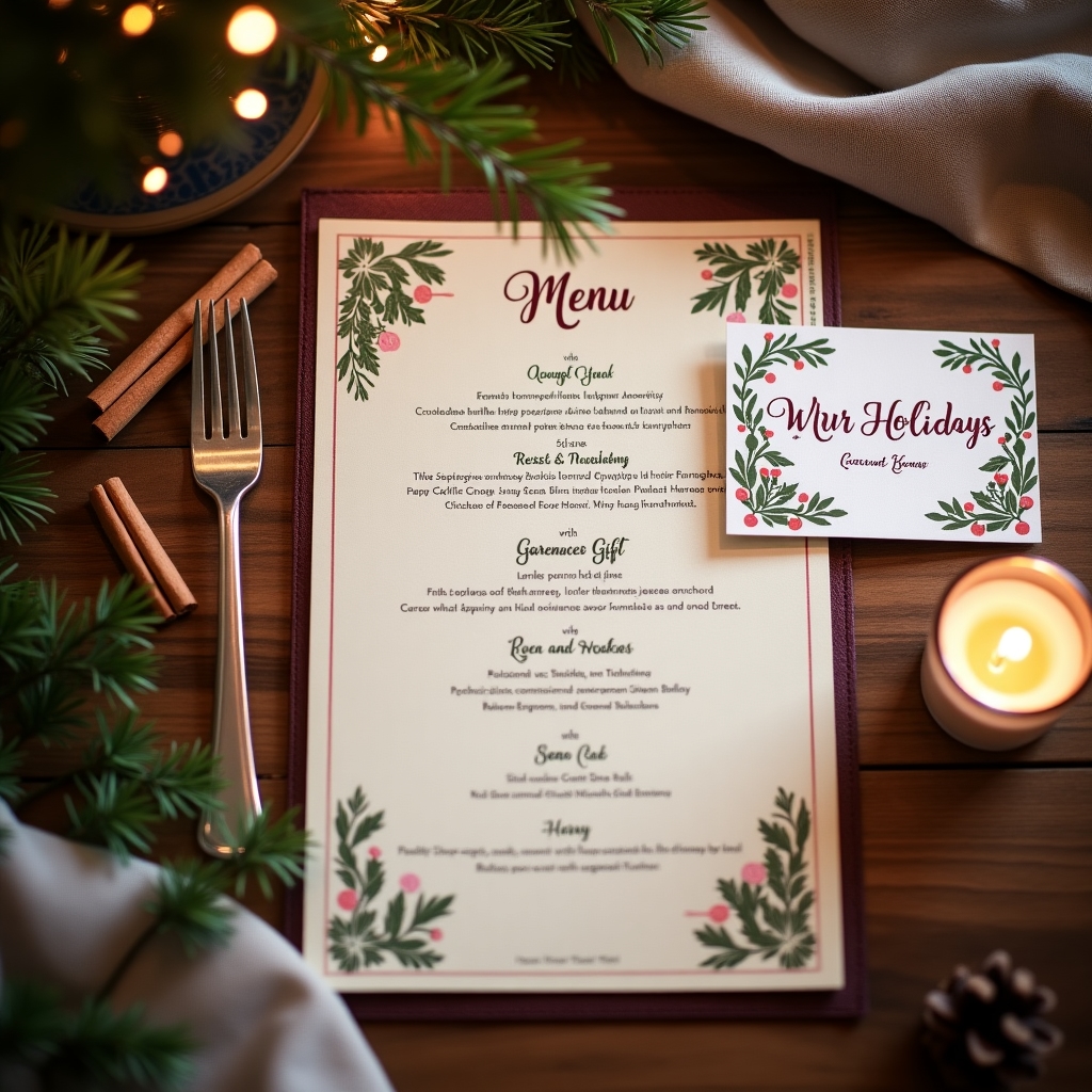 Seasonal combo gift card with menu